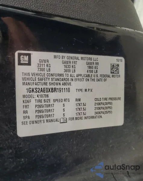 2011 GMC Yukon Sle from USA, damaged, VIN 1GKS2AE0XBR191110